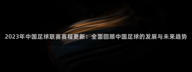  2023年中国足球联赛赛程更新：全面回顾中国足球的发展与未来